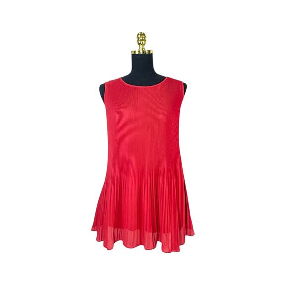 LOFT Red Pleated Sleeveless Blouse - Women's Size XL - Picture 1 of 6